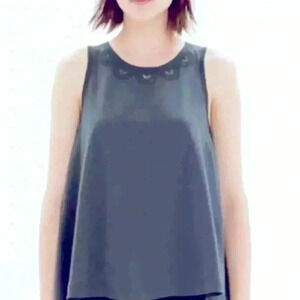 Madewell Scallop Lace Eyelet Detail Flowy Tank Top Blouse size 10